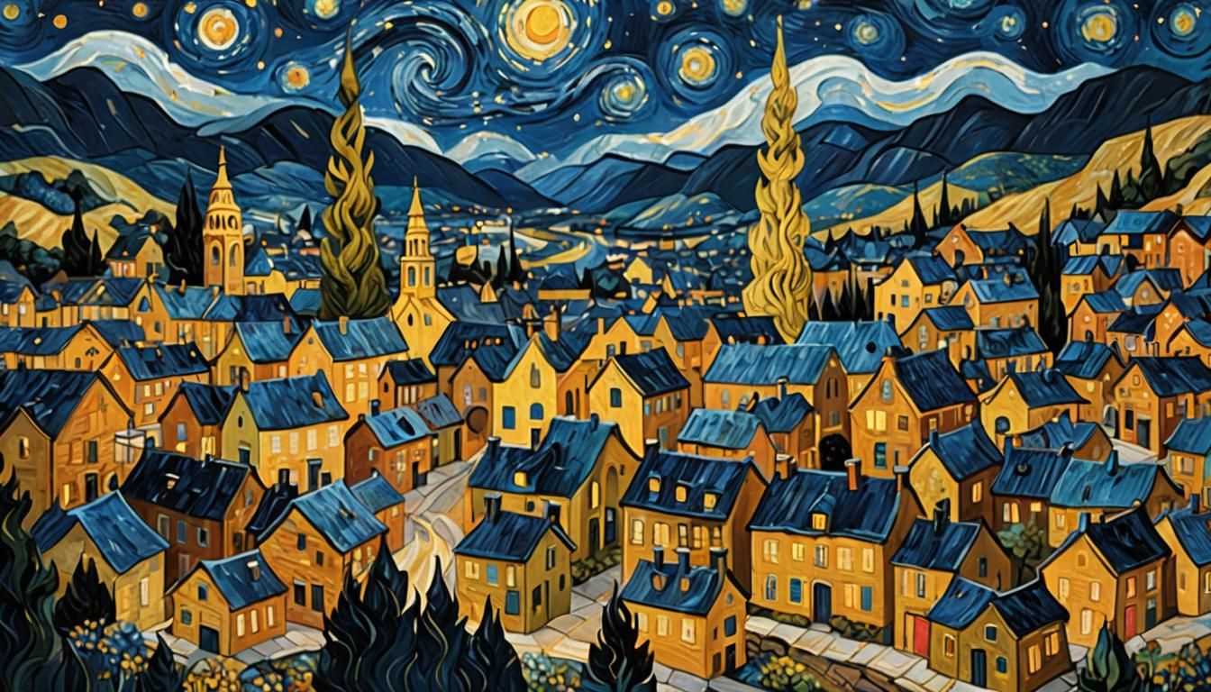 3D City Model Inspired by Van Gogh's Starry Night