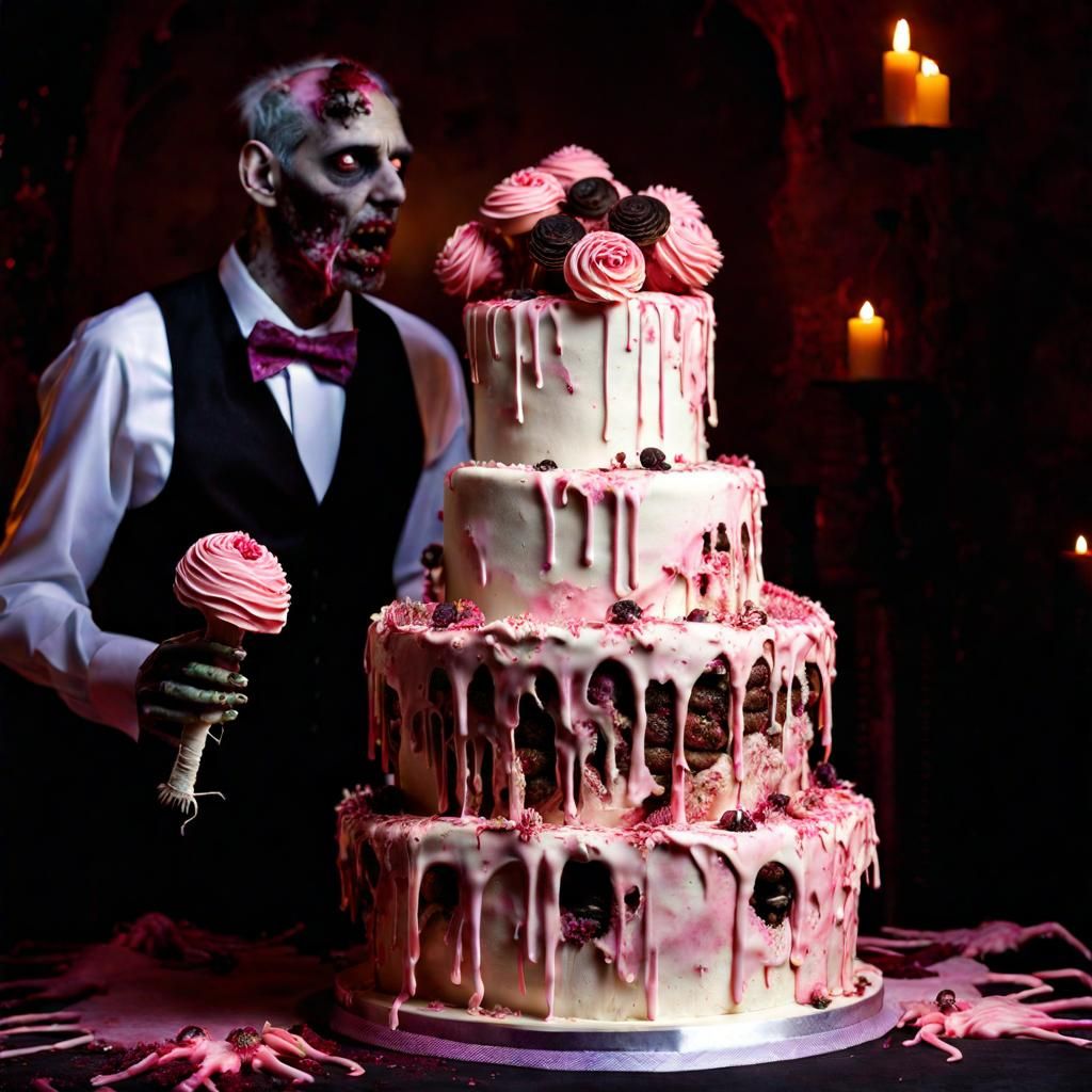 Zombie Wedding Cake Horror in Cinematic Style