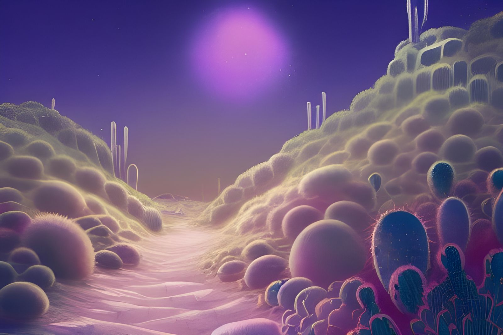 Emerald Crystal Desert at Night