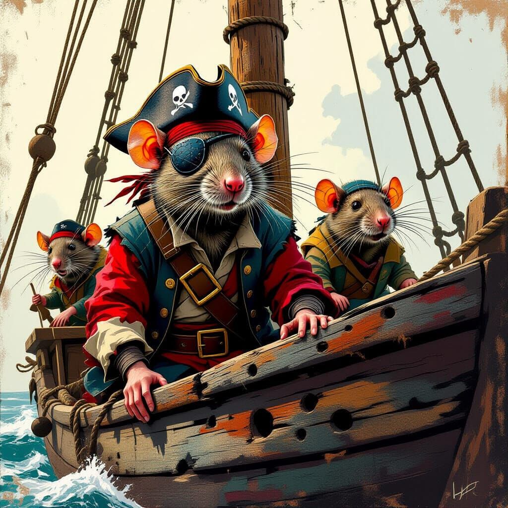 Pirate Rats on a Ship in Concept Art Style