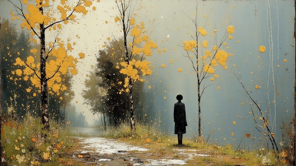 Abstract Oil Painting with Grit and Glow Effects