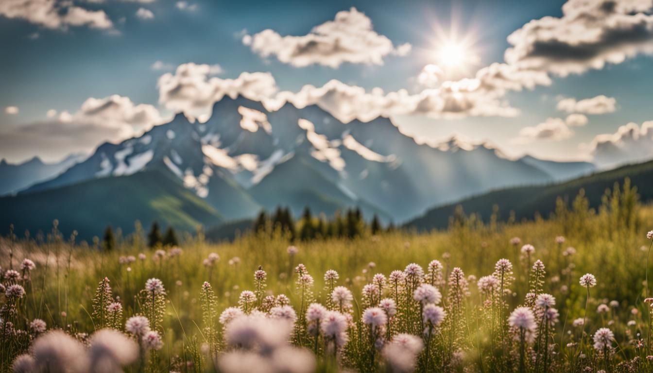 Sunny Meadow with Autumn Crocus Flowers