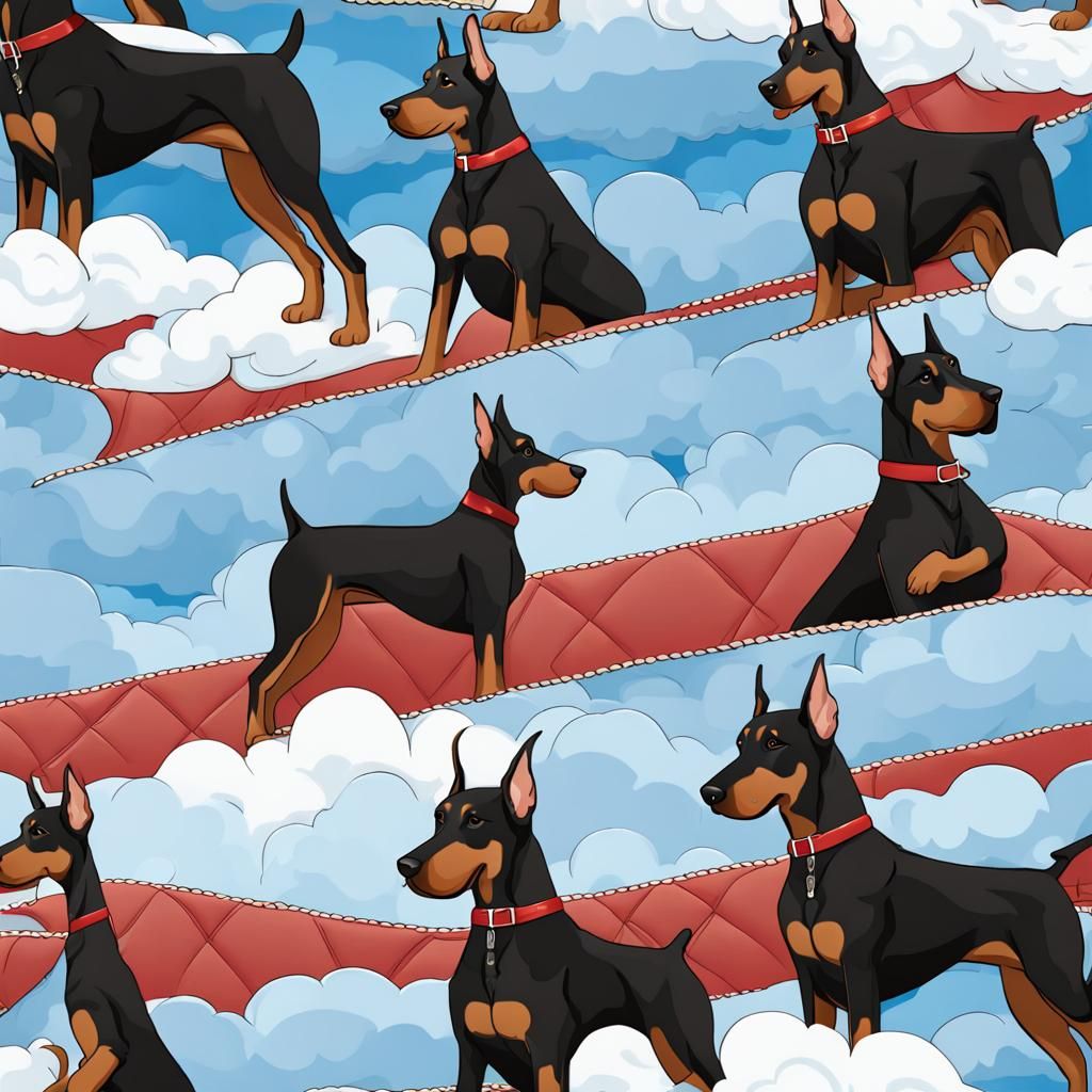 Doberman in a Quilted Sky