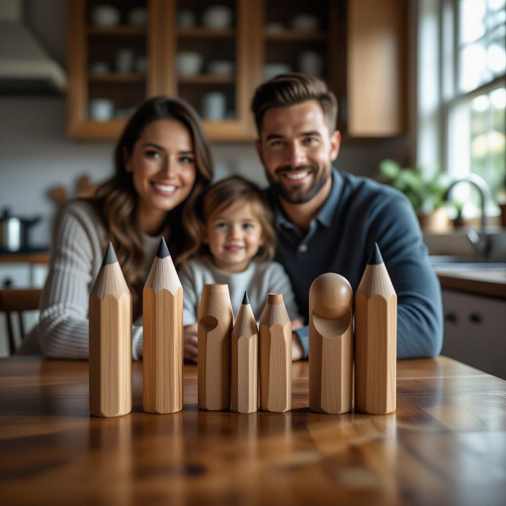 Surreal Pencil Family Portrait in Ethereal Light