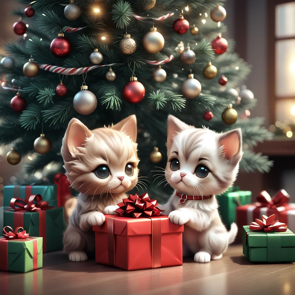 Chibi Kitten and Puppy Christmas Gift Exchange