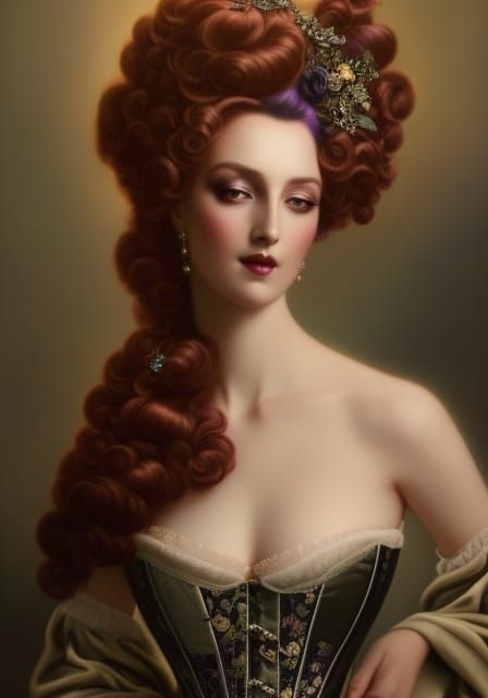 Rococo Portrait of Lady in Velvet and Lace