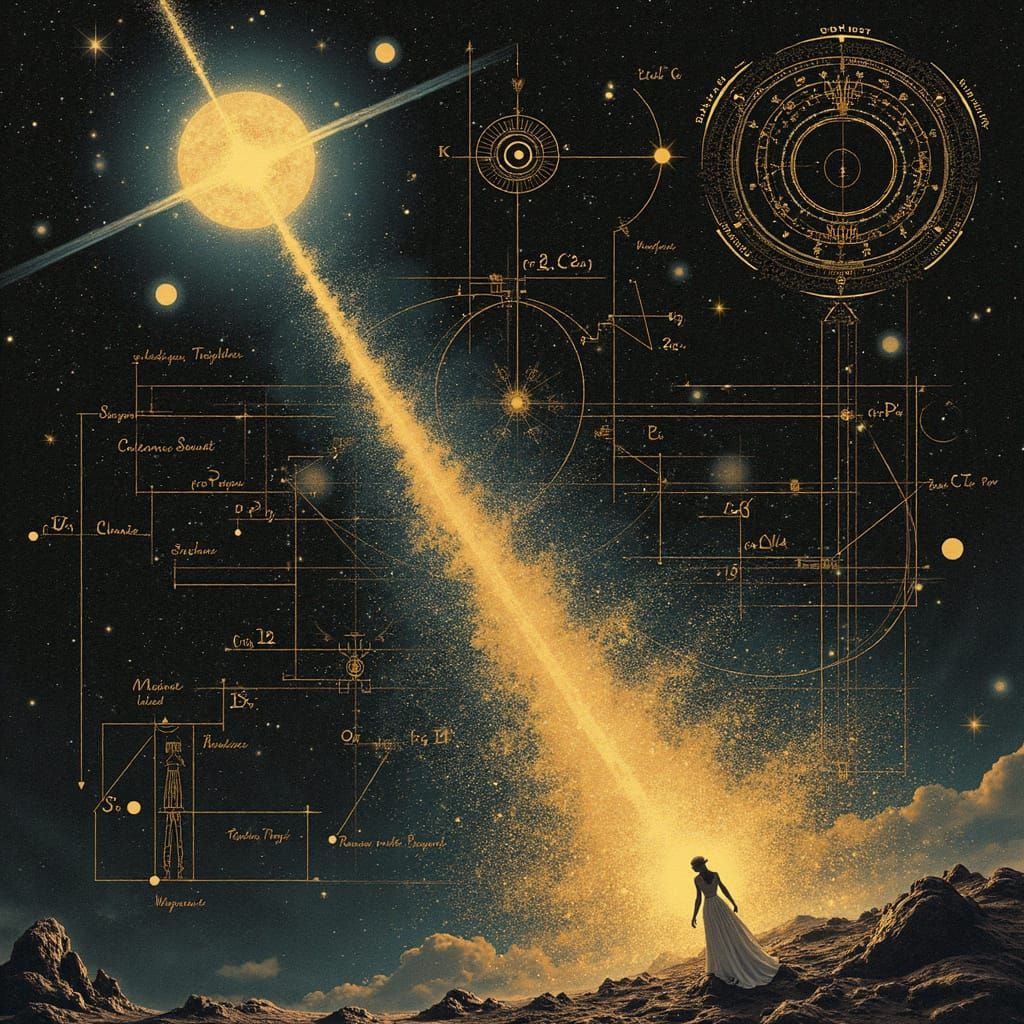 Celestial High Priestess in Art Nouveau Flux Style