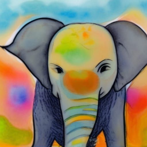 Meditating Elephant with Third Eye as Mixed Media Art