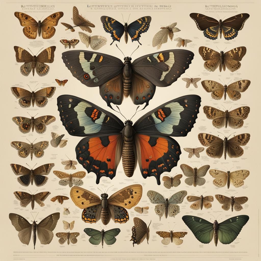 Butterfly Illustrations from an Entomological Atlas