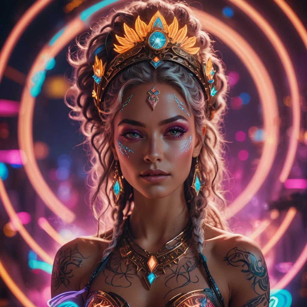 Radiant Goddess Portrait in Digital Art Style