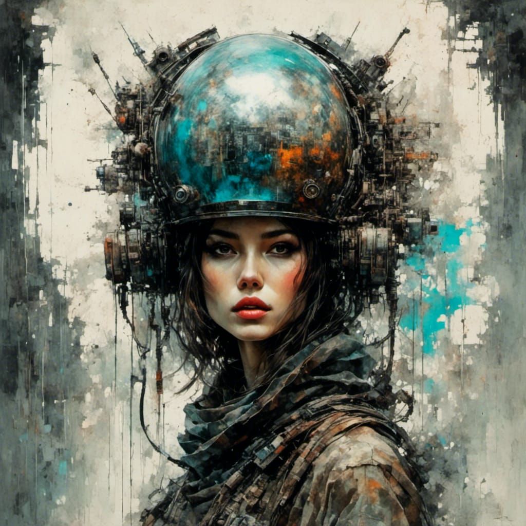 Distressed Portrait with Textured Brush Strokes