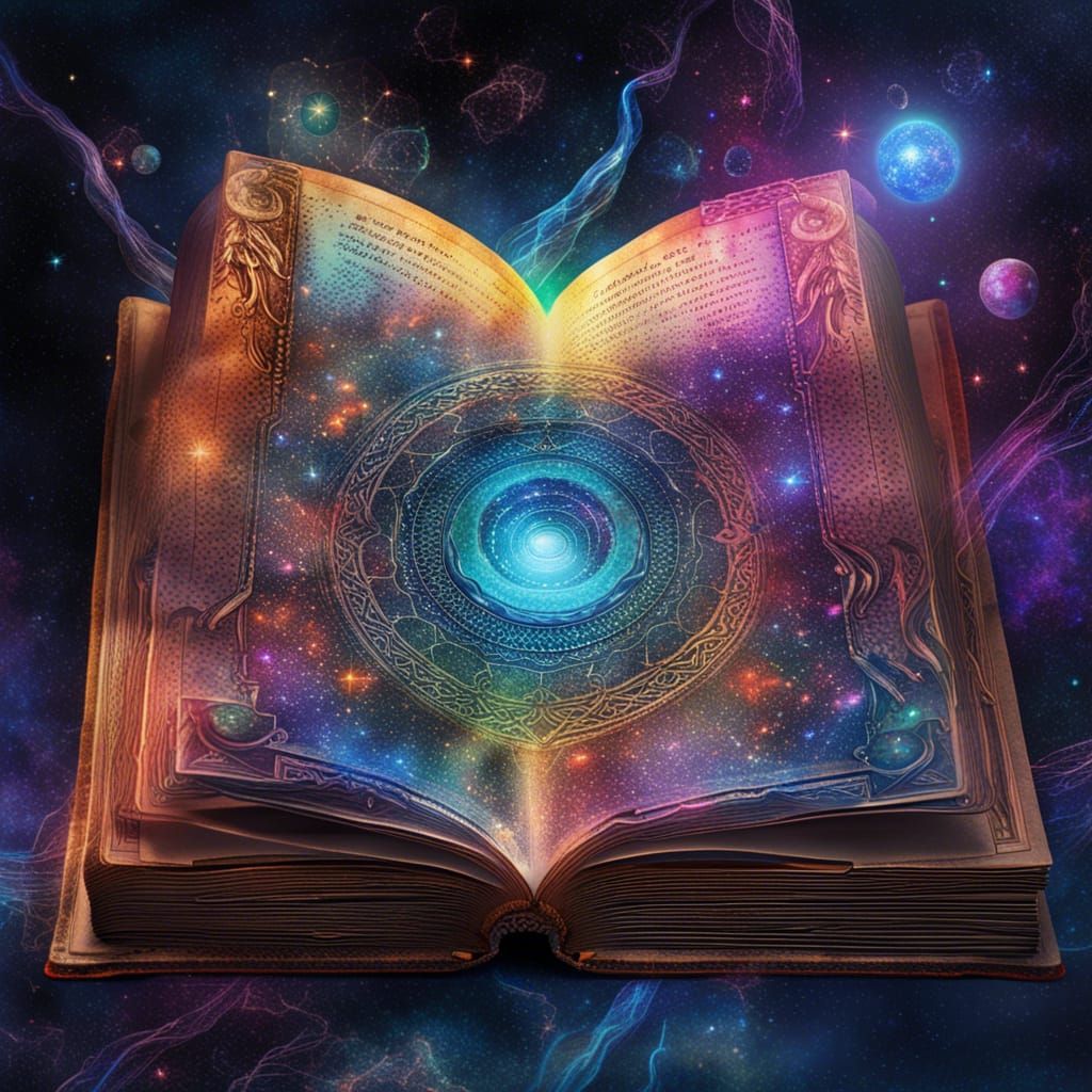 Holographic Cosmic Old Book Illustration