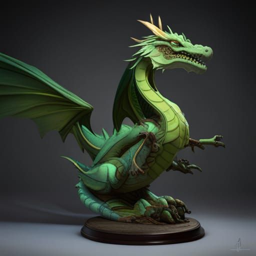 Green Dragon in Dark Fantasy Art Style