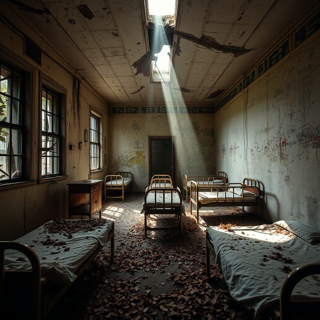 Eerie Derelict Asylum in Surrealist Style