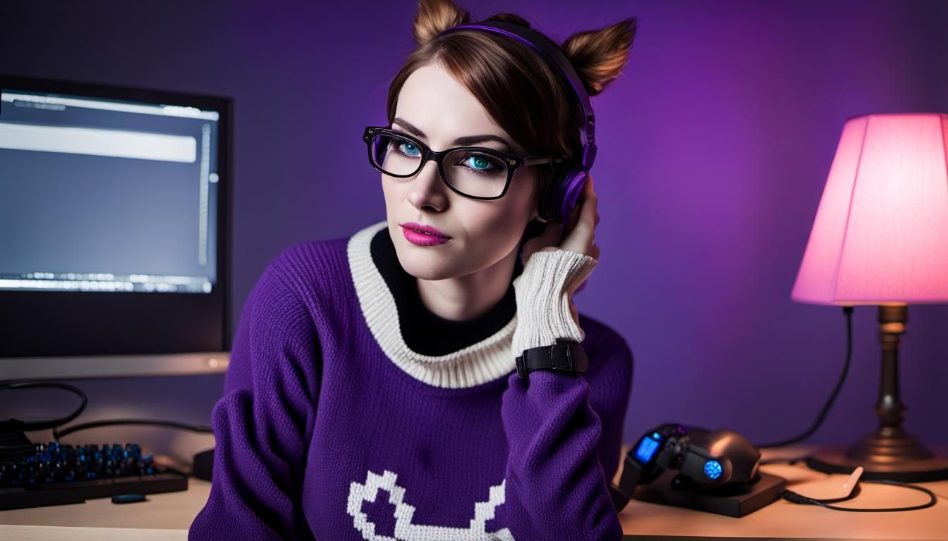 Cyberpunk Hacker at 1950s Diner, Digital Art