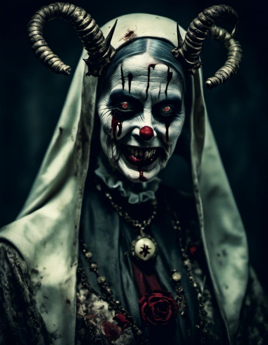 smiling face of evil - 'nuther zombie clown nun