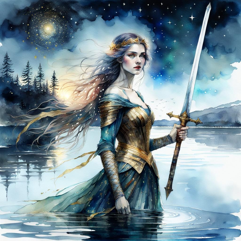 Lady of the Lake Digital Watercolor Art