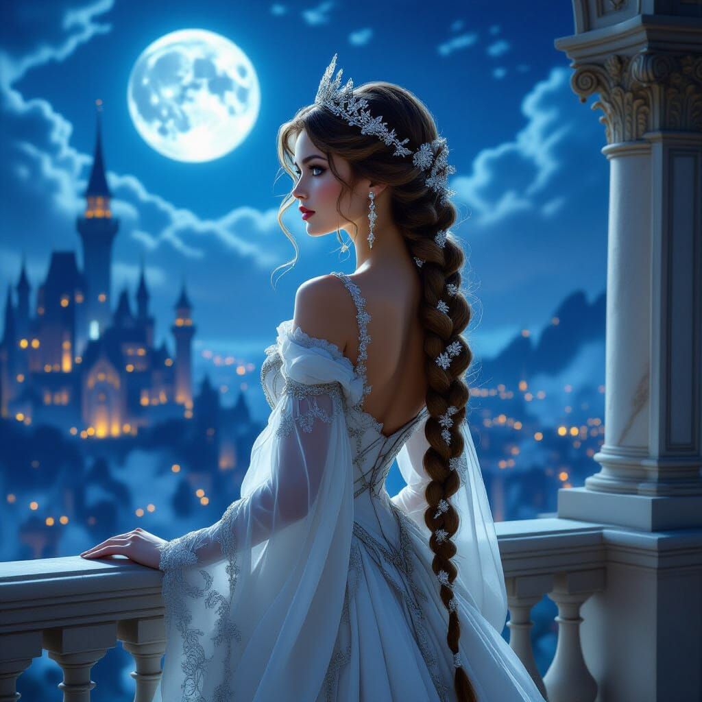 Regal Princess on Balcony in Fantastical City