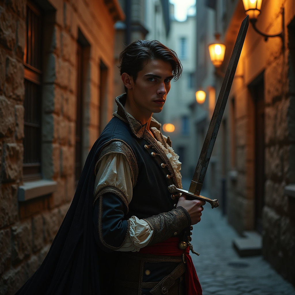 Cyberpunk Revolution: Ornate Outfit in Paris Alleyway