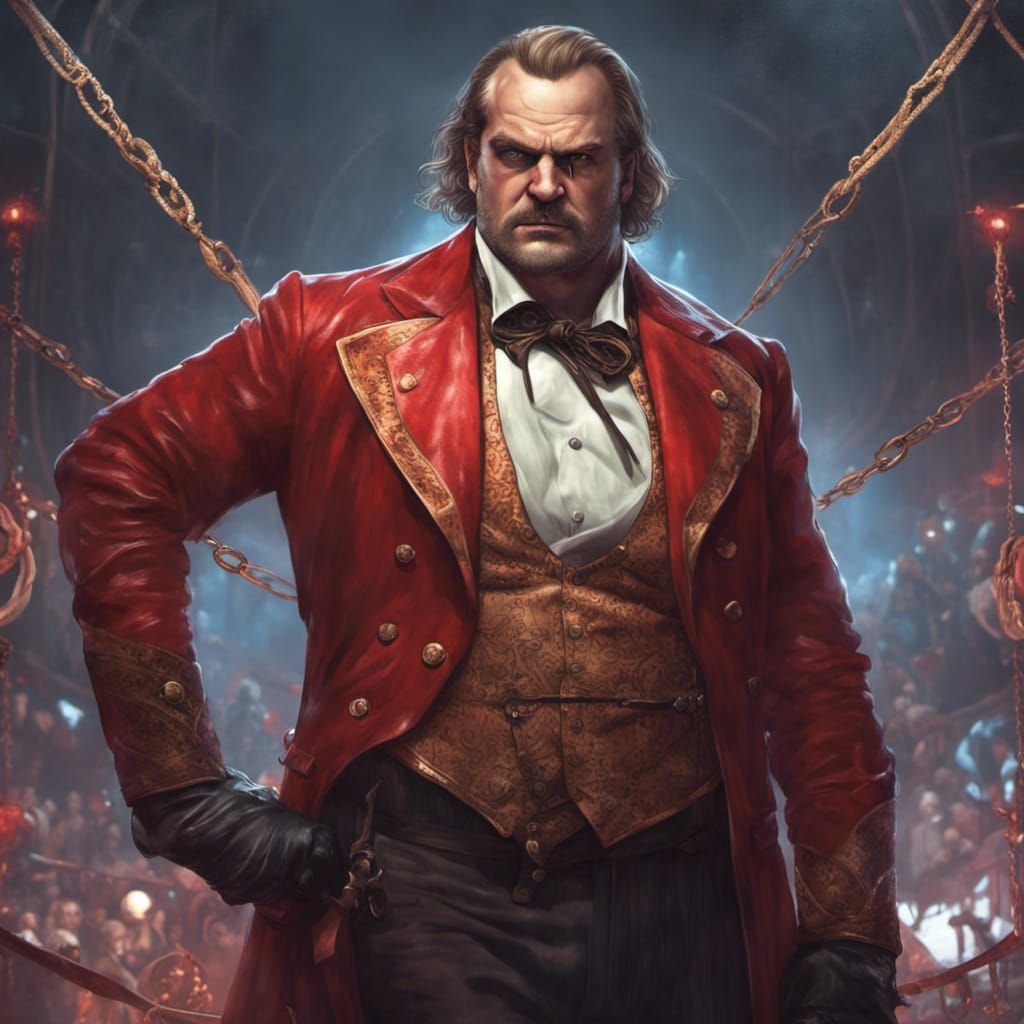 Evil Circus Ringleader Portrait in Hyperdetailed Style
