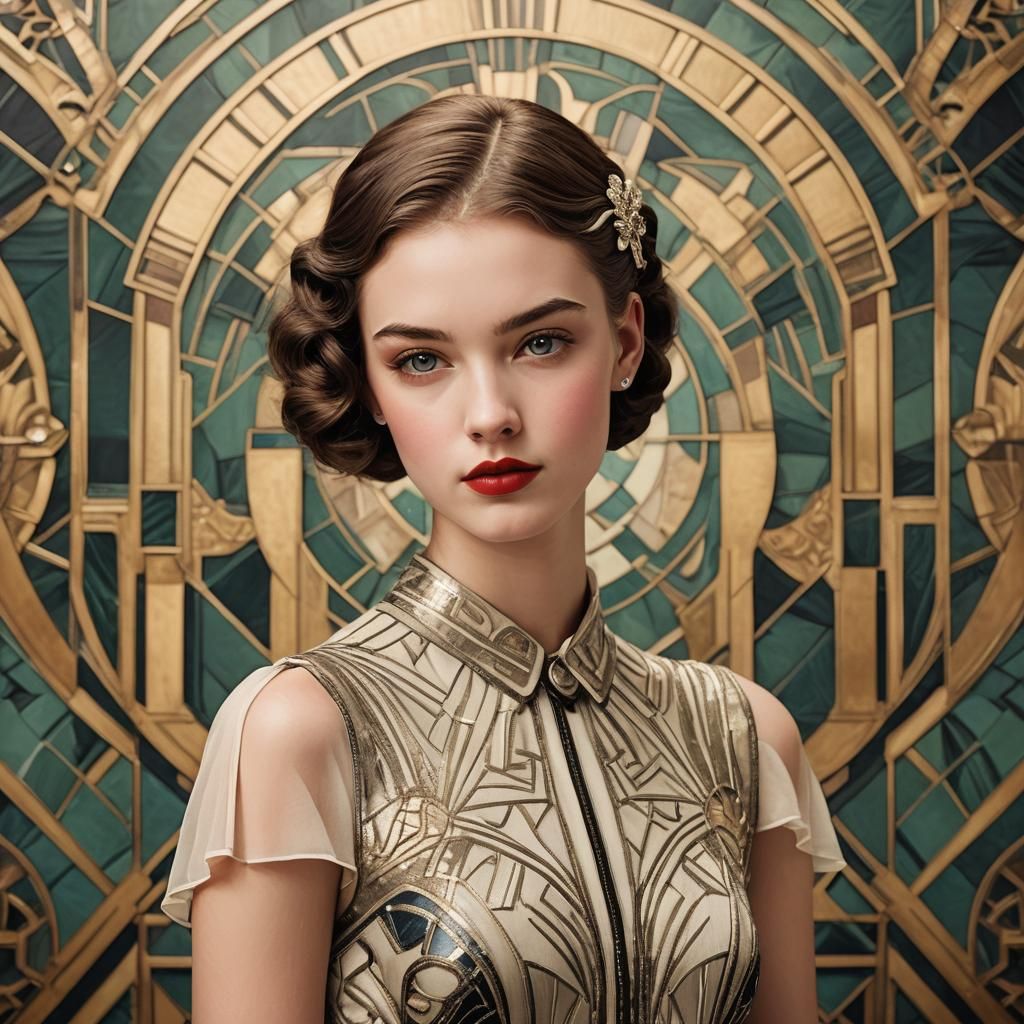 Art Deco Portrait of a Chic Teenager