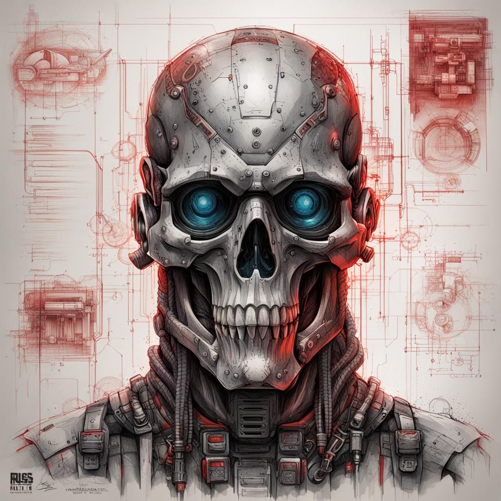 Dragonscale Biomech Warrior Technical Blueprint in Cyberpunk...