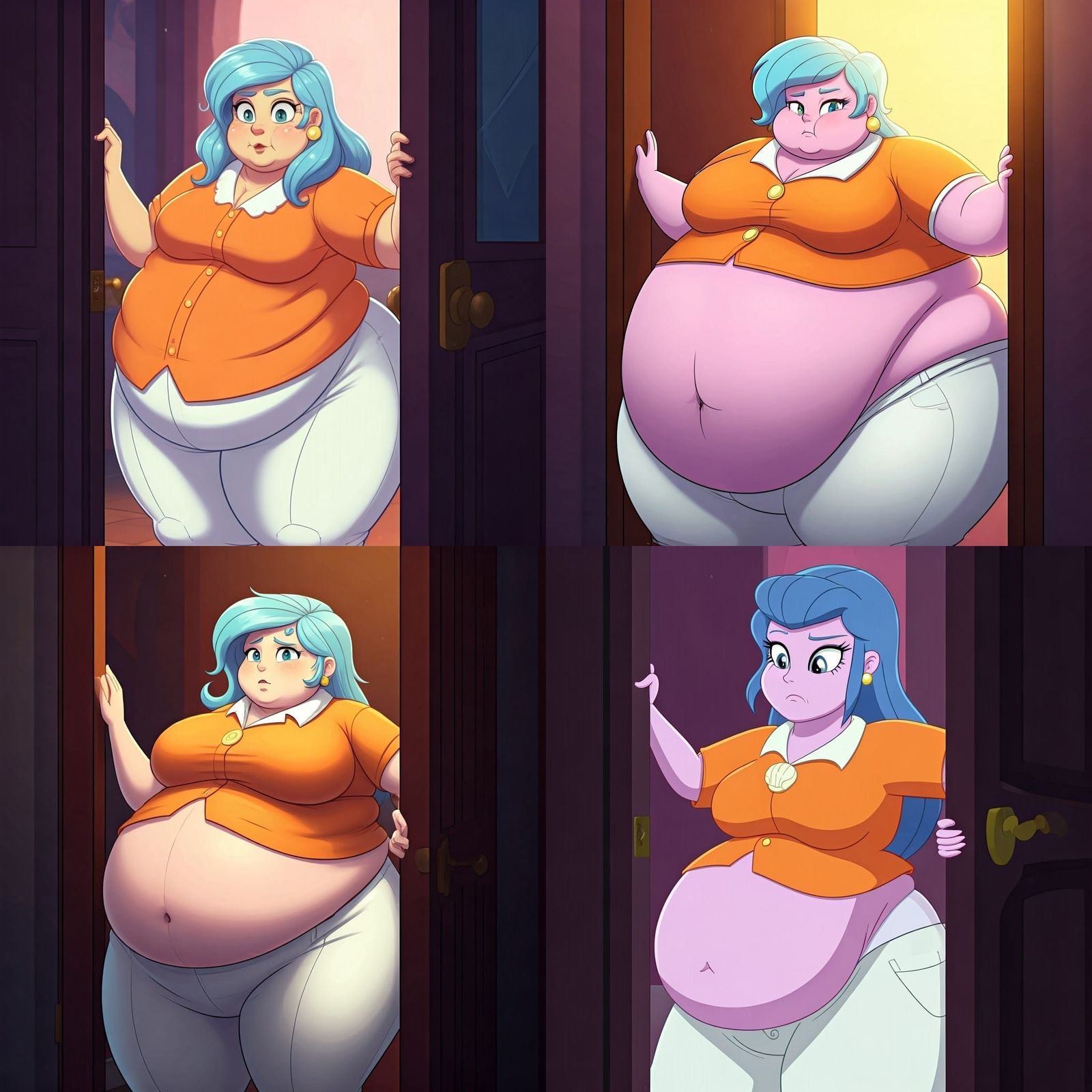 Full-Figured Cookie Crumbles Stuck in Doorway