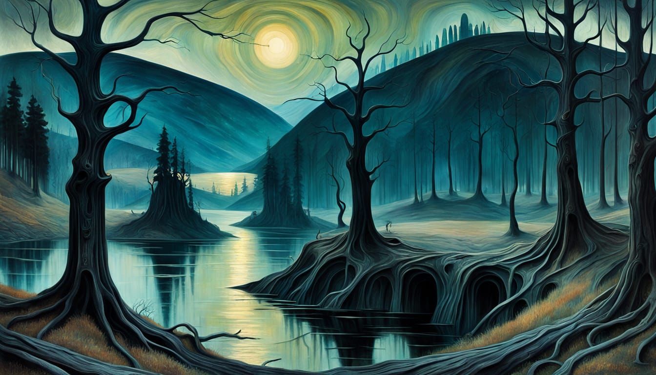 Surreal Landscape Transforms into Dark Surrealism