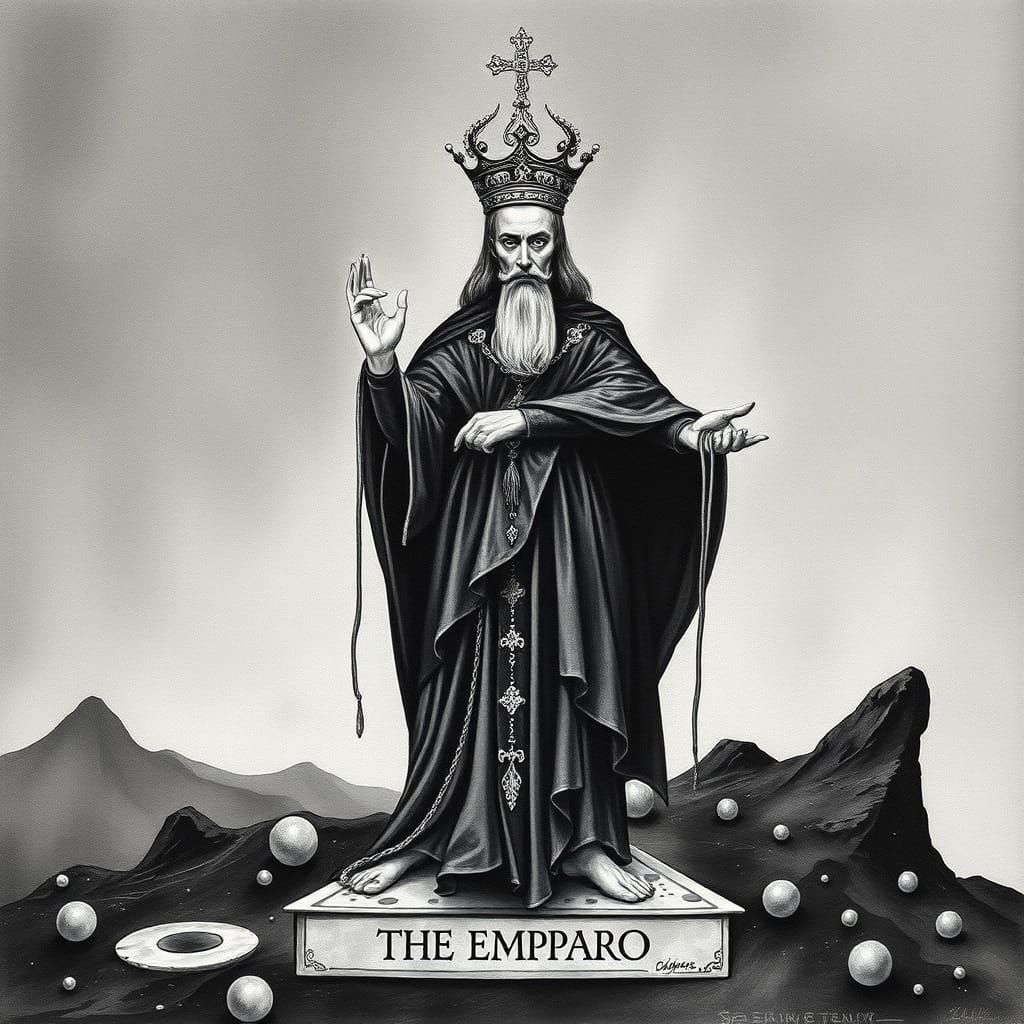 The Emperor Tarot Card in Surreal Pastel Watercolors