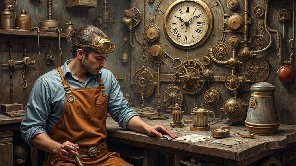 Clockwork Surgeon in Industrial Fantasy Workshop