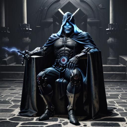 Creepy Cyborg Sir Grodus in Dark Comic Art Style