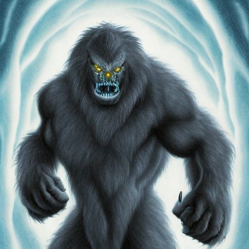 Icy Monster: A Dark Fantasy Sci-Fi Illustration