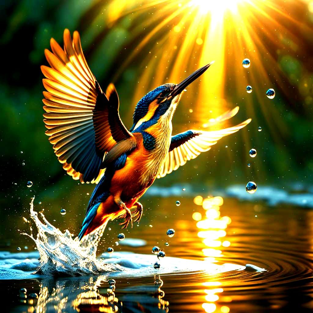 Kingfisher in Golden Light: Digital Matte Painting