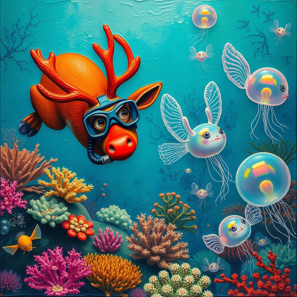 Rudolph's Underwater Adventure: Surreal Coral Dreamscape