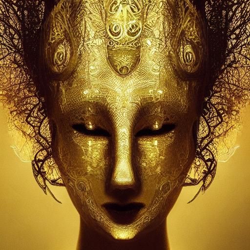 Mystical Figure with Lamp in Surreal Landscape