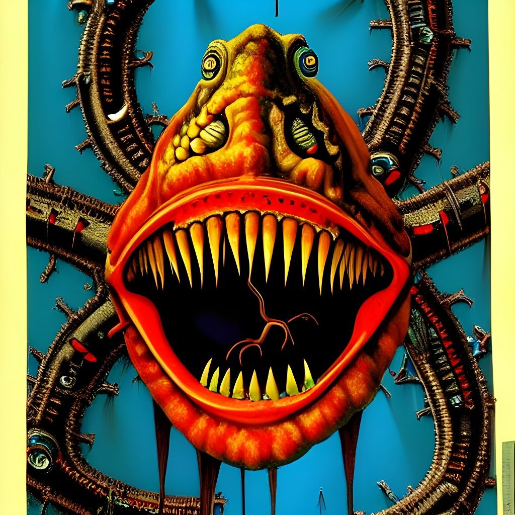 Sci-Fi Piranha in Hyperdetailed Contemporary Art