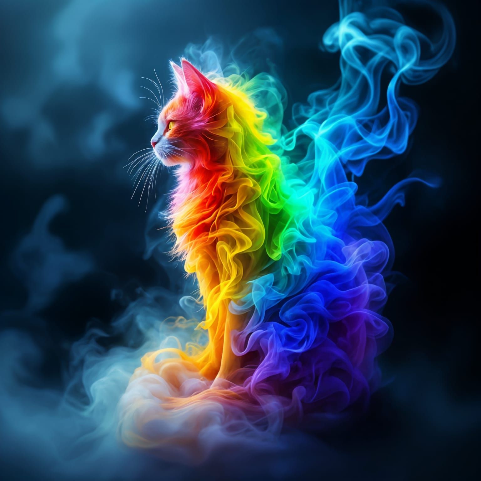 Rainbow Smoke Cat: An AI Generated Image