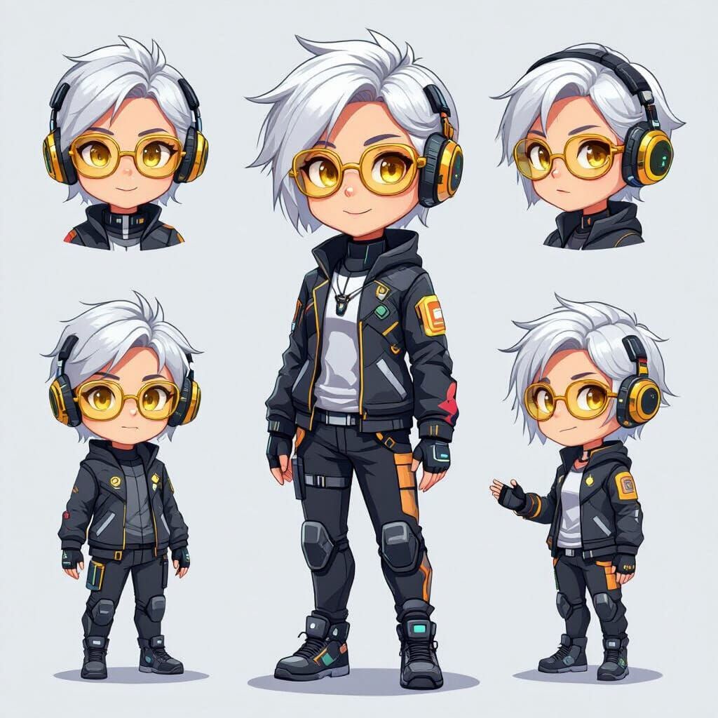 Vibrant Chibi Emotes of Asian Tomboy