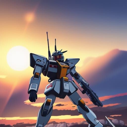 Gundam in Studio Ghibli Anime Style