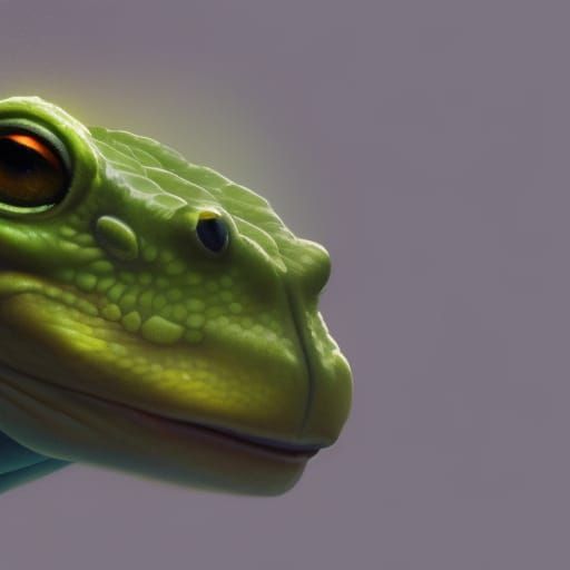 Detailed Dragon Frog Portrait in Triadic Colors