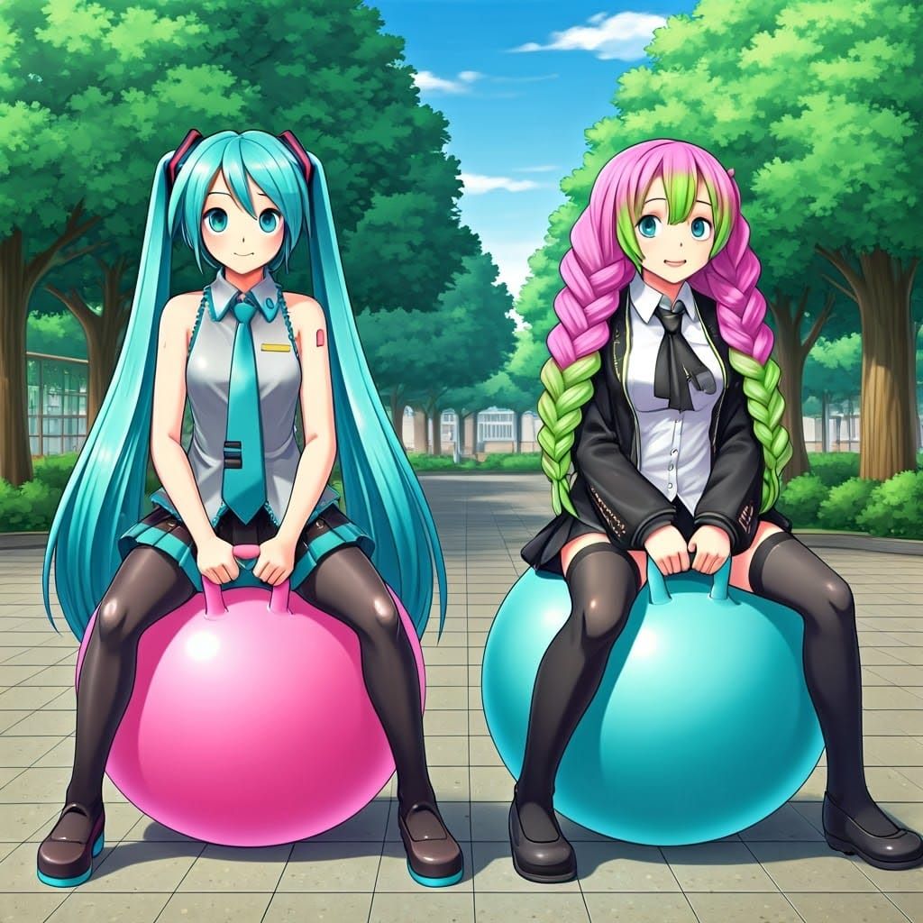 Hatsune Miku and Mitsuri Play on Hopper Balls