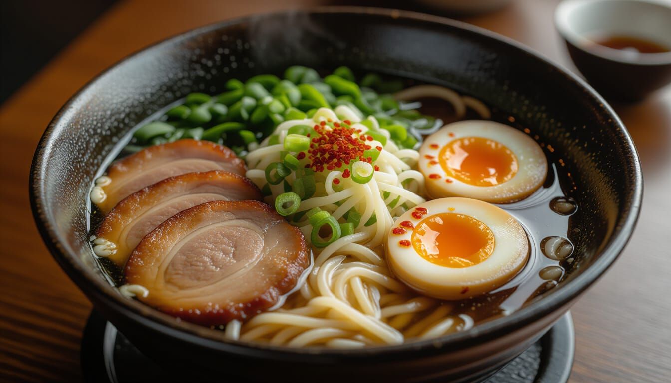 Cinematic Ramen Bowl with Pork Belly and Egg