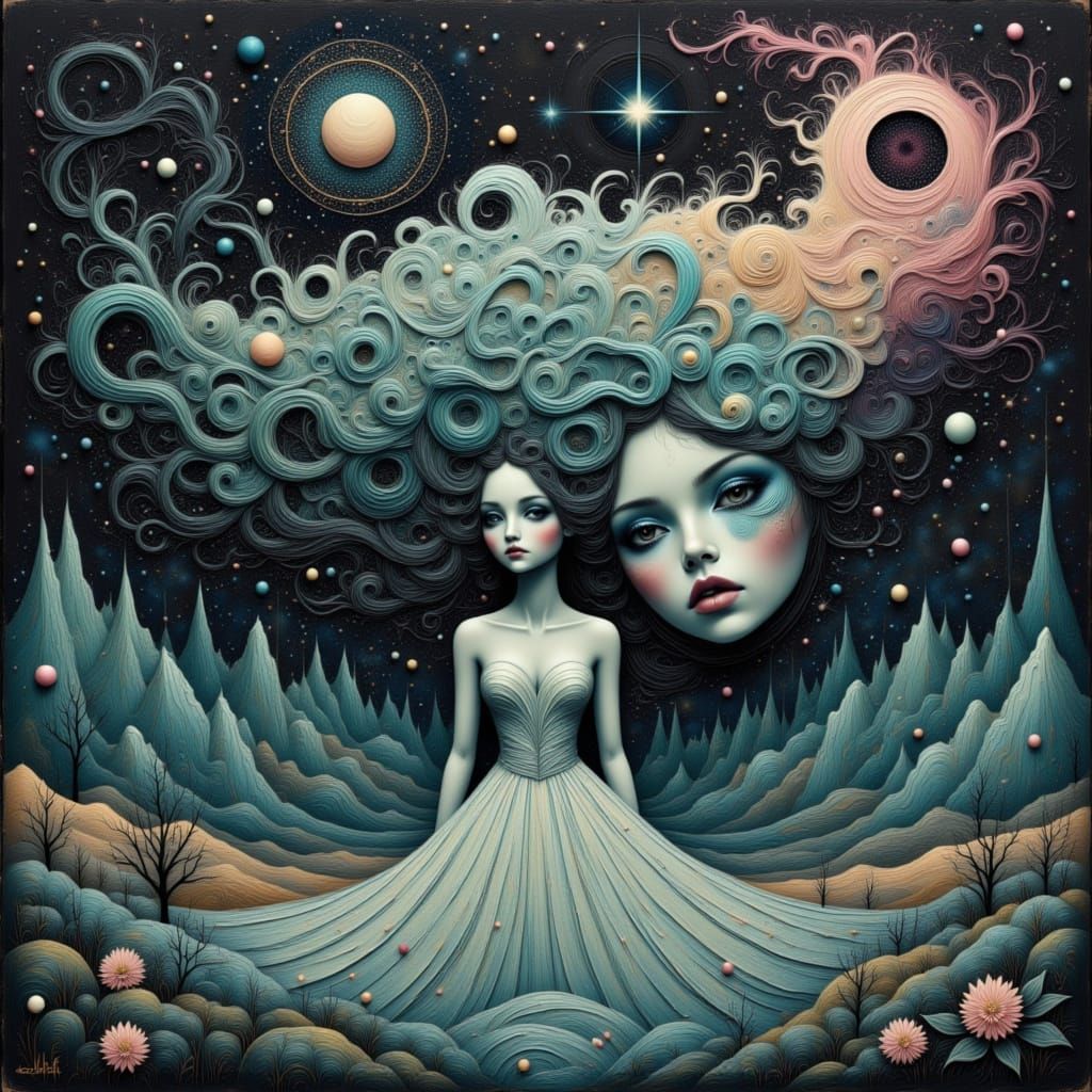 Cosmic Woman of Nebulae and Stardust