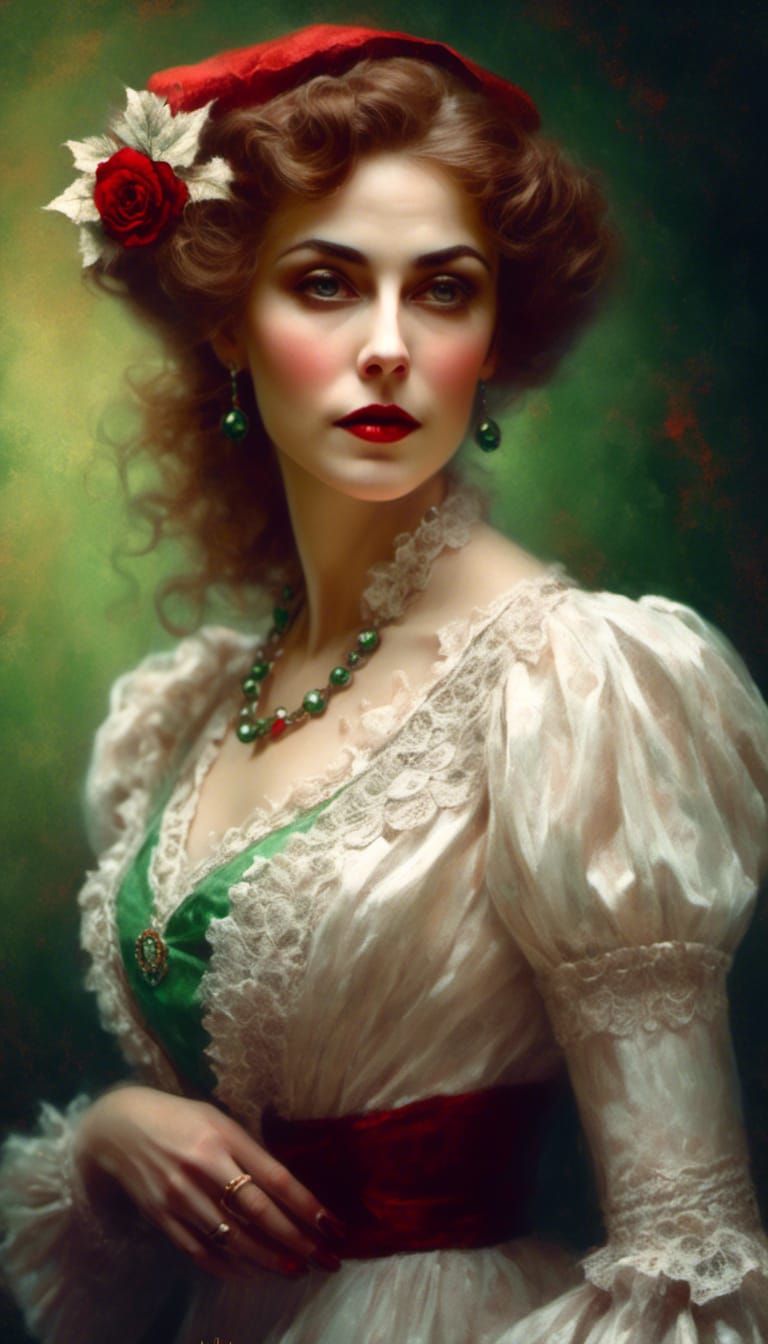 Edwardian Mrs. Klaus Portrait in Hyperrealistic Style
