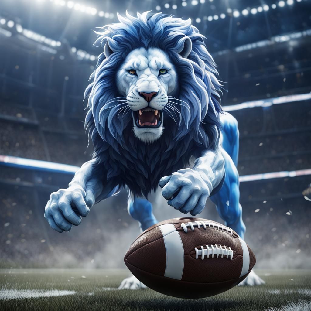 Blue and White Lion Football Concept Art