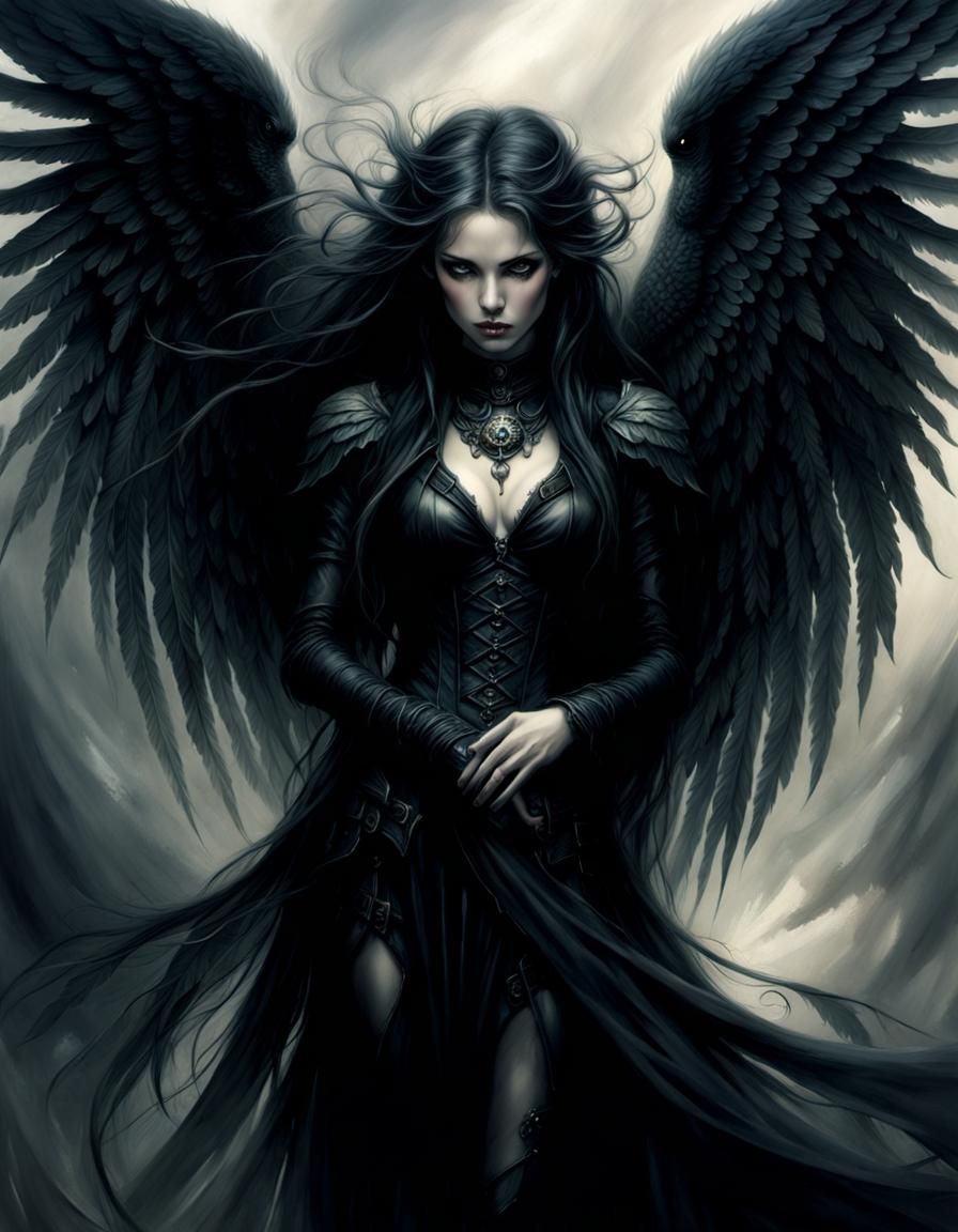 Melancholic Fallen Angel in Dark Fantasy Style