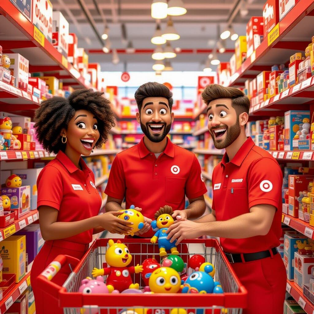 Joyful Target Team in Pixar-Style Animation