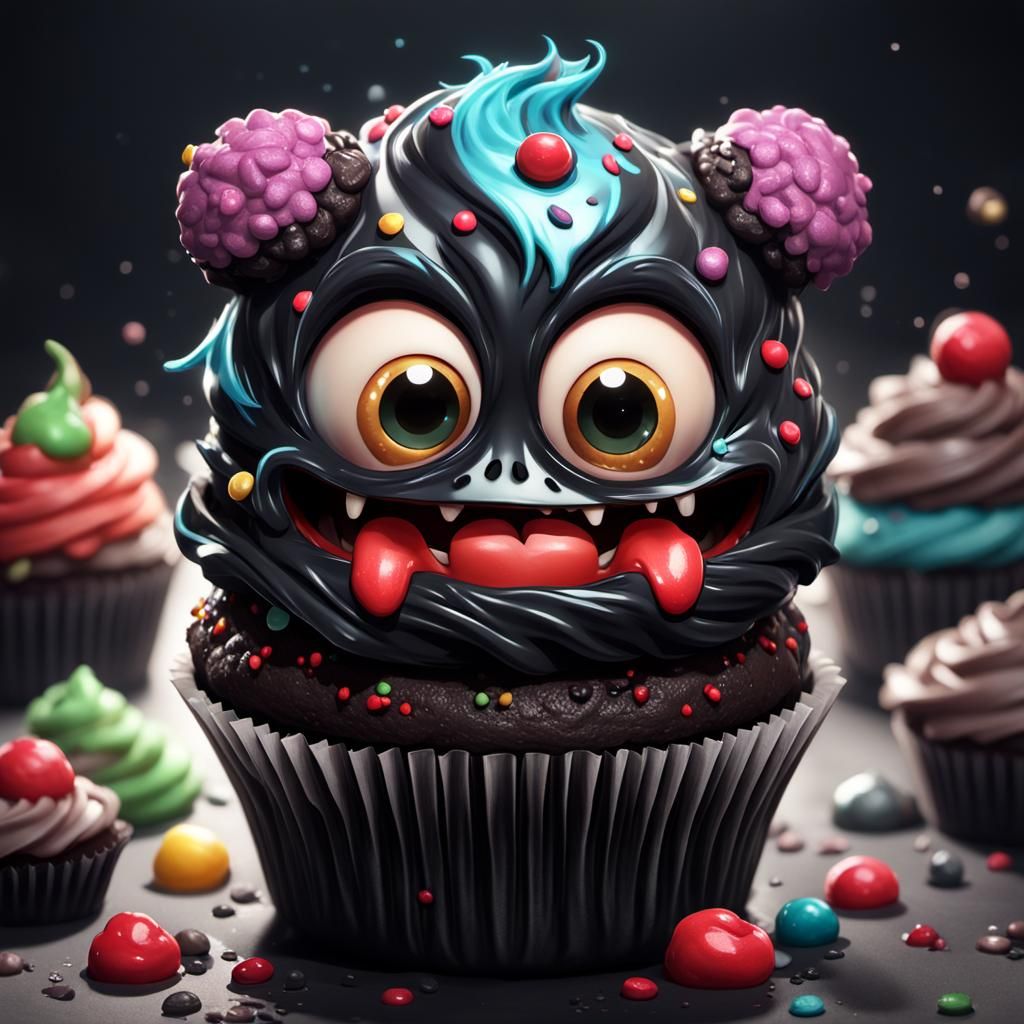 Chibi Cupcake Monster Portrait in Digital Art Style