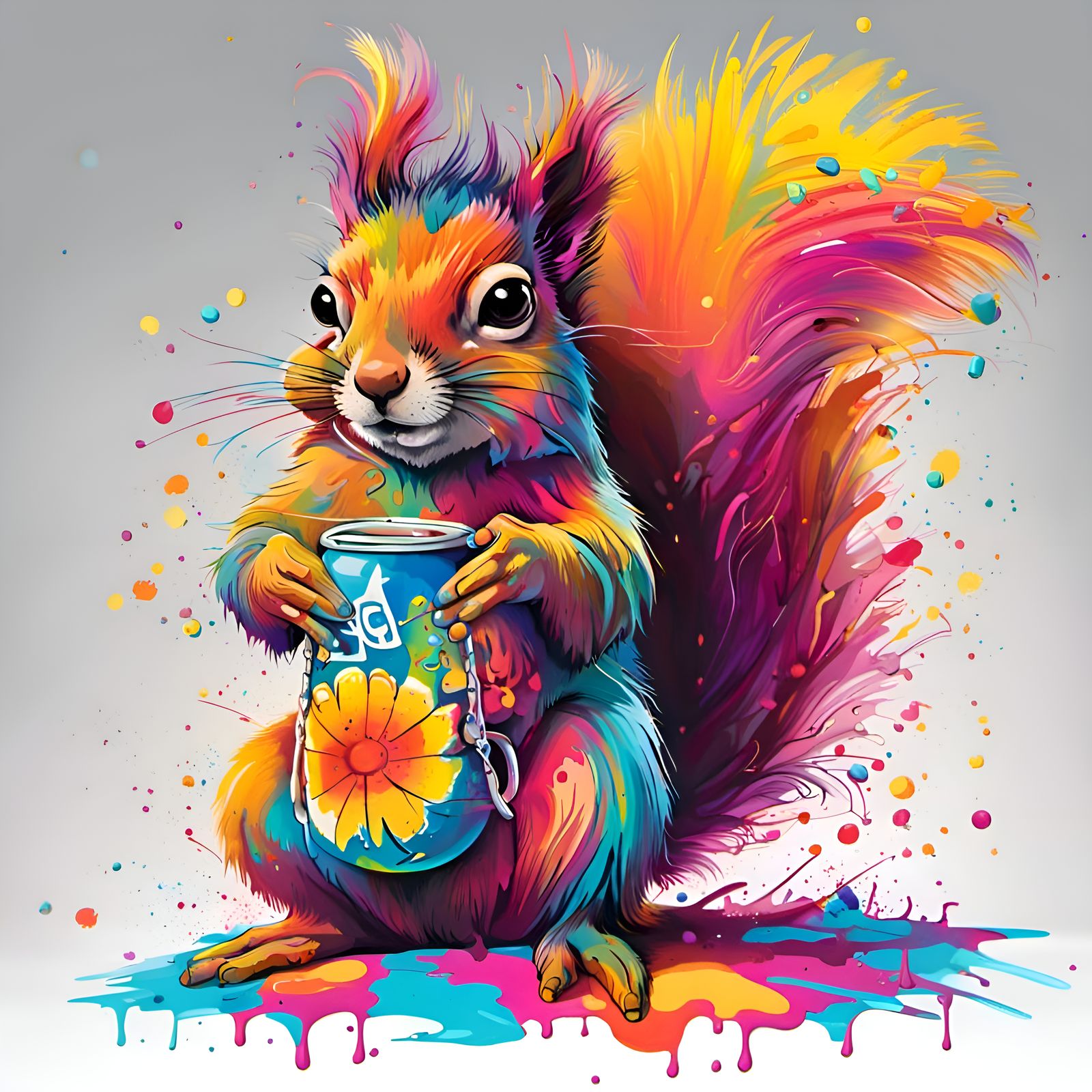 Hippie Squirrel Vector Art in Graffiti Style
