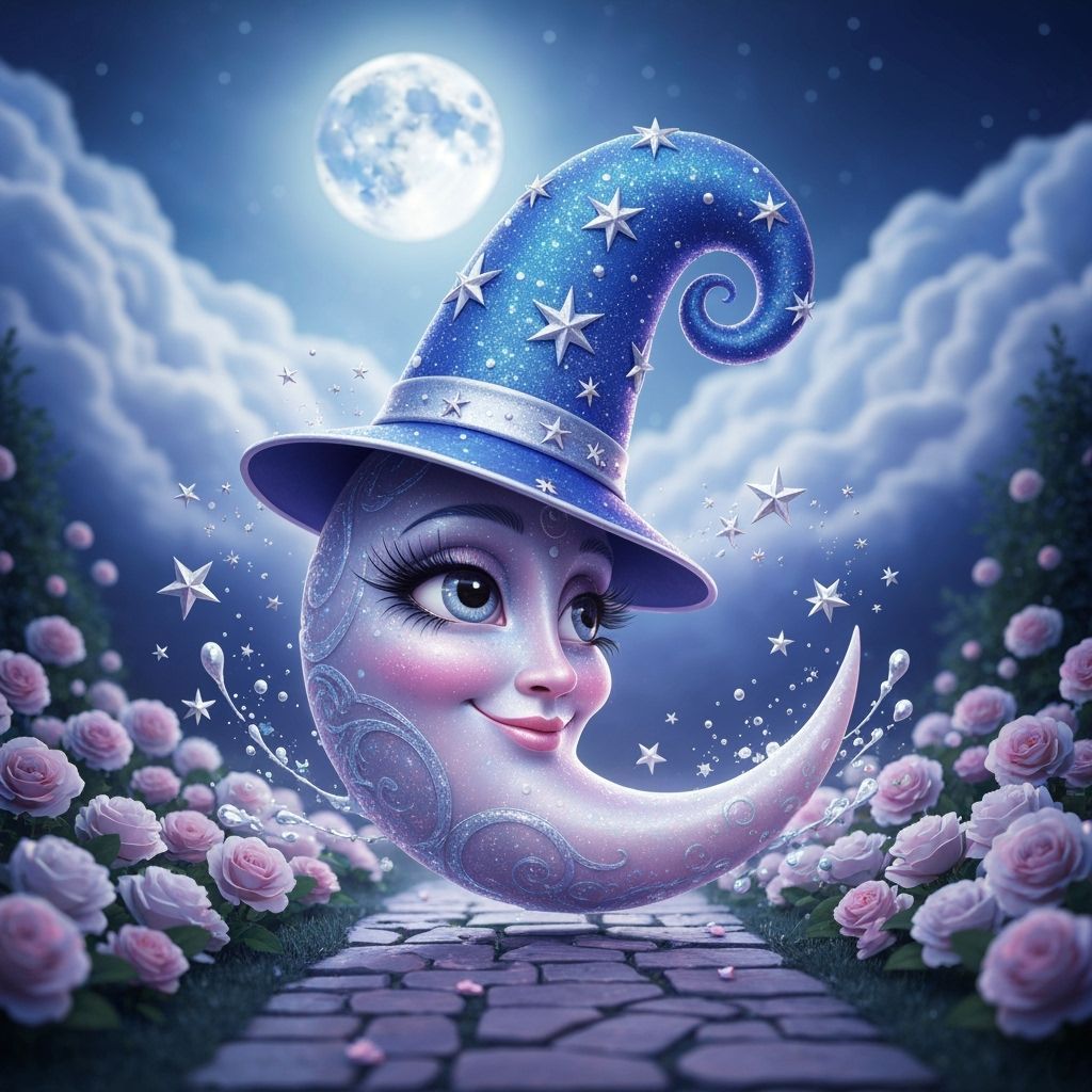 Magical Moon Wizard Character with Sparkling Design